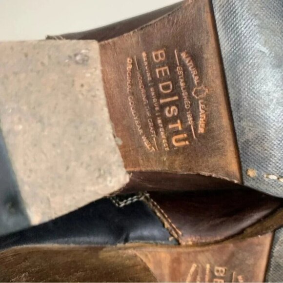 Bed Stu Yell Ankle Boots Leather Stacked Heel Side Zip Booties Vibram 7 - Picture 6 of 10